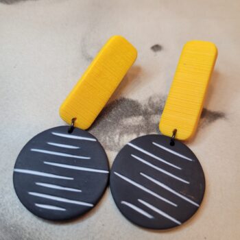 Black yellow Earrings